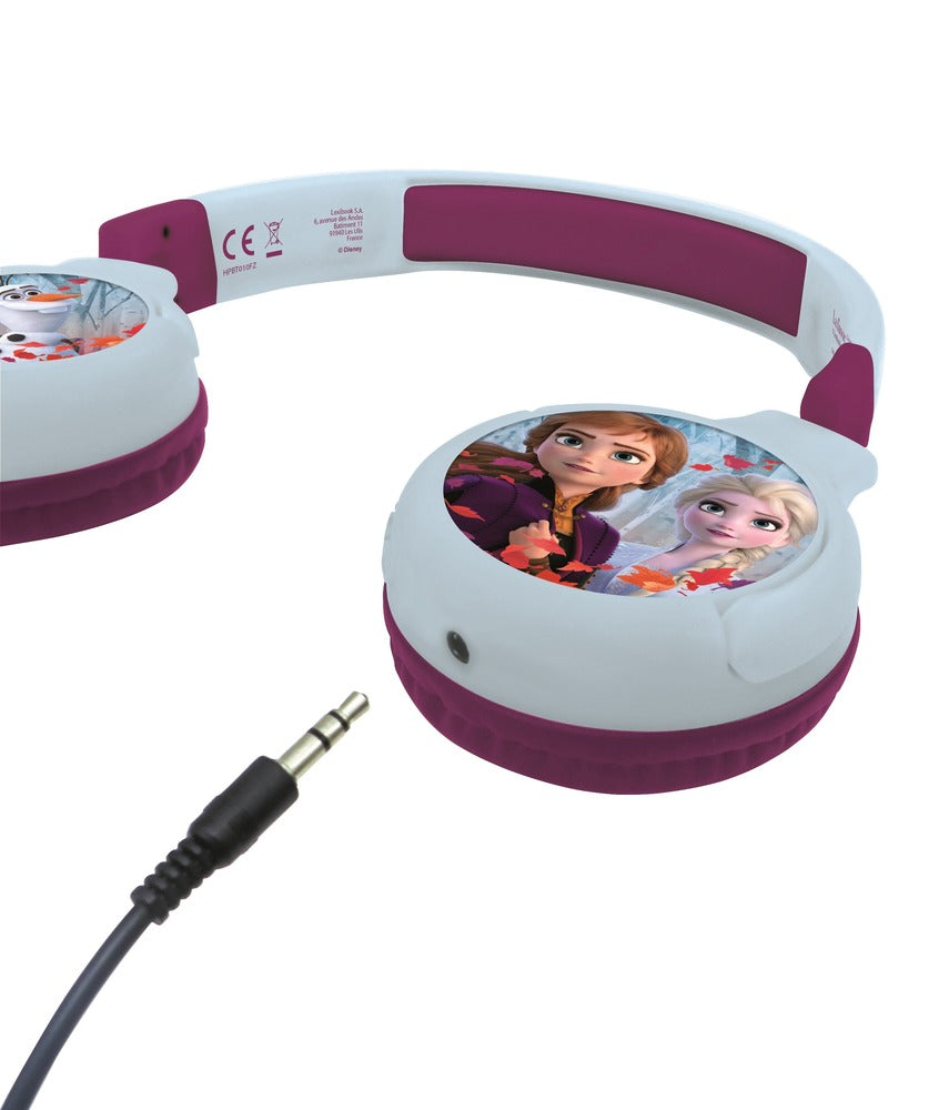 2 i 1 Bluetooth® og kablede komfort-hovedtelefoner, der kan foldes sammen, med børnesikkert lydstyrke Frosset design