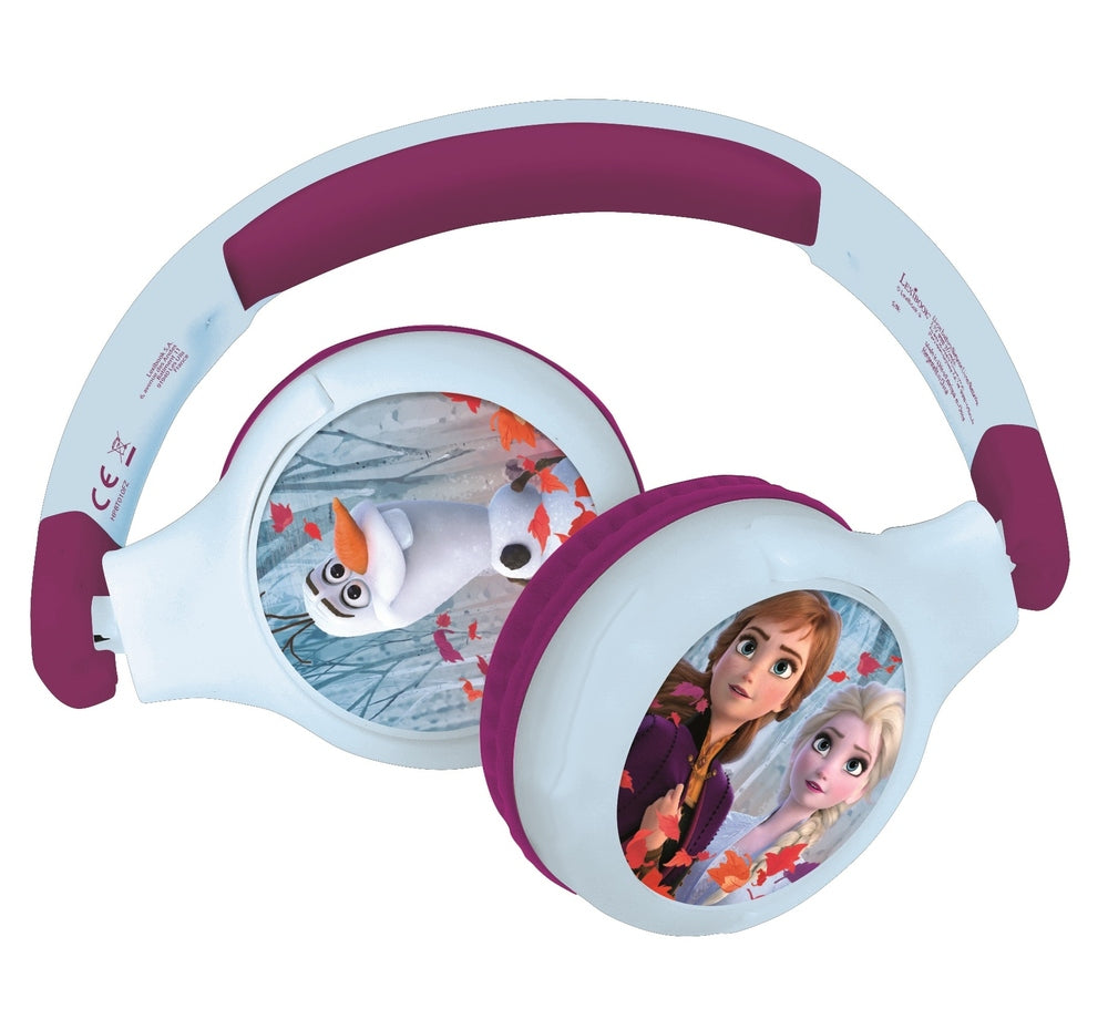 2 i 1 Bluetooth® og kablede komfort-hovedtelefoner, der kan foldes sammen, med børnesikkert lydstyrke Frosset design