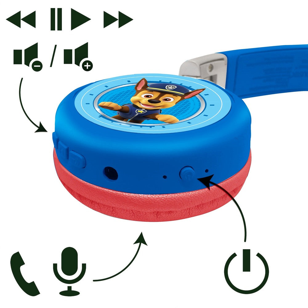 2 i 1 Bluetooth®- og kabelbaserede, sammenklappelige komforthovedtelefoner med sikker lydstyrke for børn - Paw Patrol