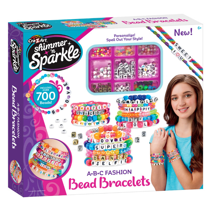 SHIMMER N SPARKLE ABC FASHION BEAD BRACELETS
