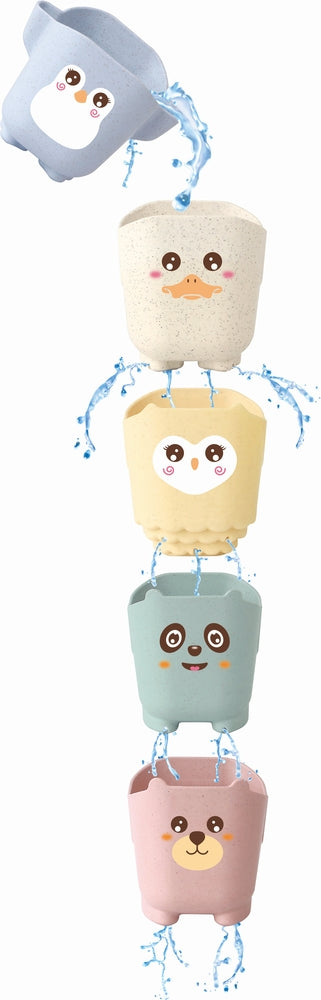 Kinder and Kids Wheat Straw Bath Toy Cartoon Water Cups