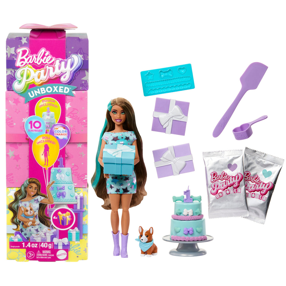 Barbie Party Unboxed Brunette Dukke