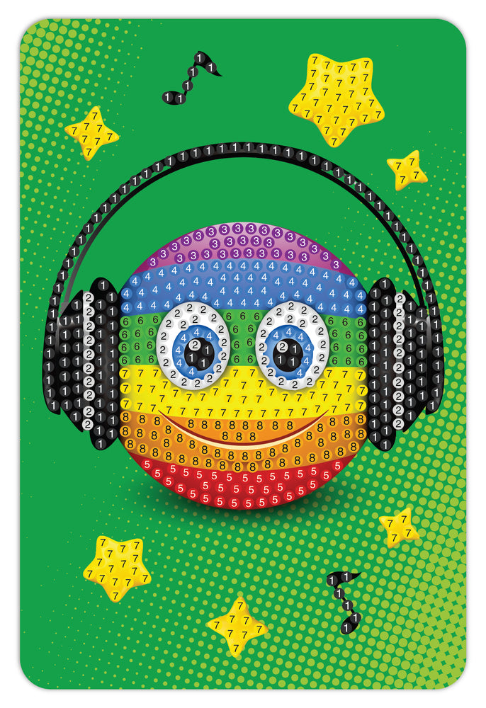 Diamond art smiley/regnbue med høretelefon 10 x 15 cm