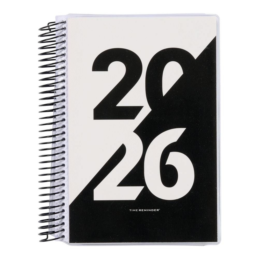 D1 Spiral dagskalender 2026 klassisk sort/hvid
