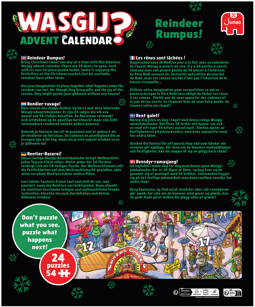 D2 Puslespil Wasgij julekalender 1-24 54 brikker pr. låge