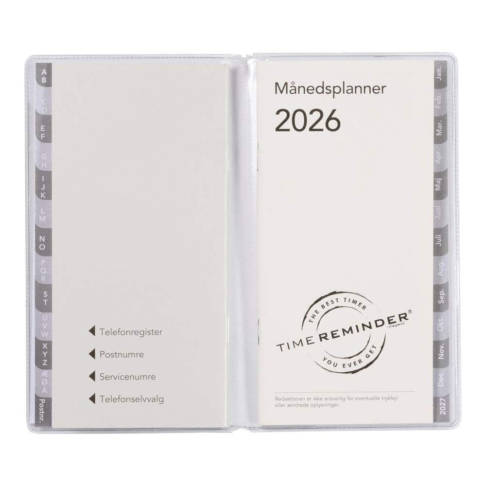 Månedskalender 2026 Klassisk Sort/Hvid