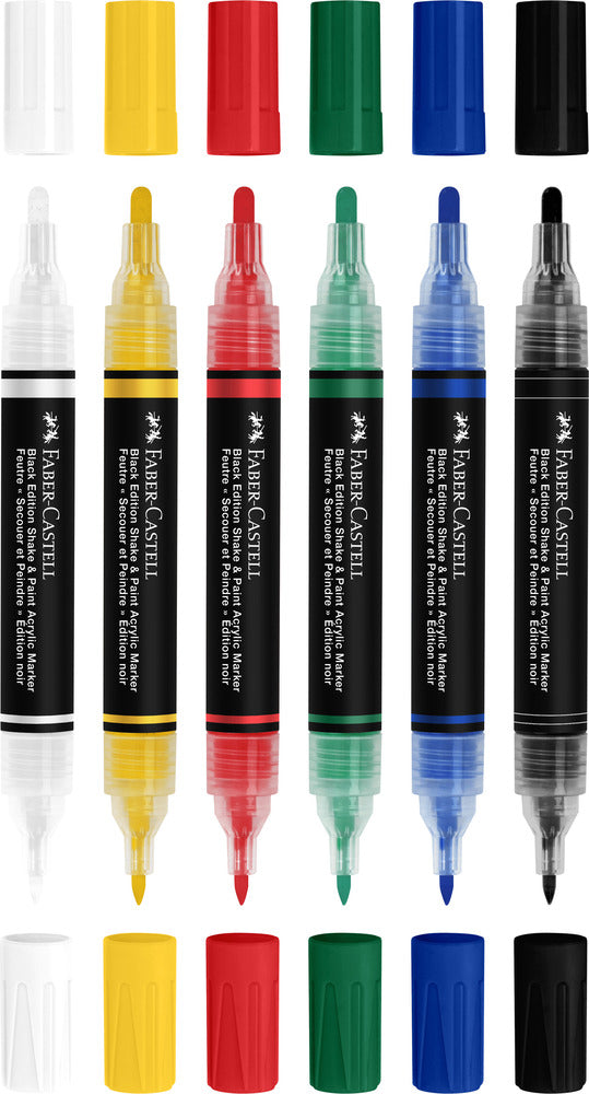 Marker Faber-Castell 6 Farver Black Edition Shake&Paint 2I1