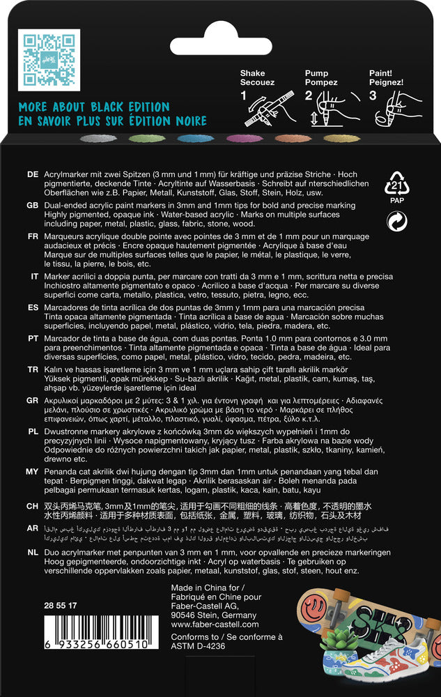 Marker Faber-Castell 6 Metalli Black Edition Shake&Paint 2I1