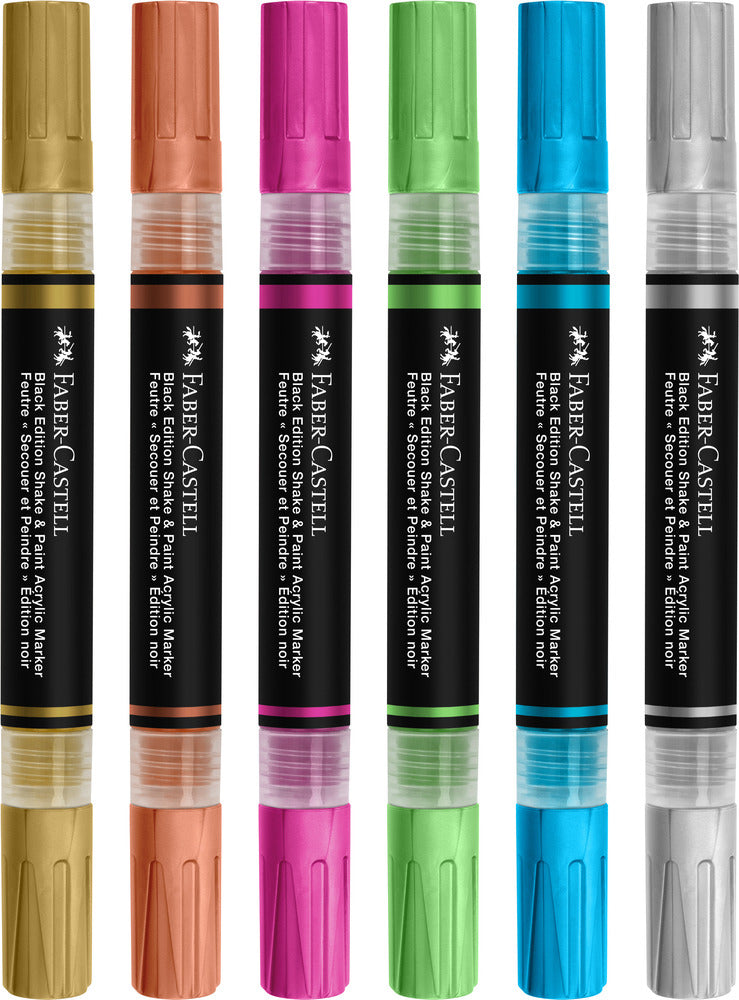 Marker Faber-Castell 6 Metalli Black Edition Shake&Paint 2I1