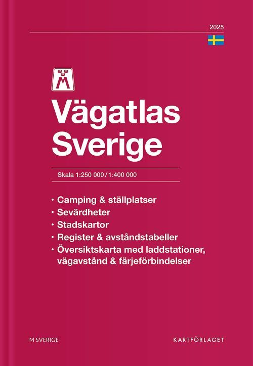 M Vägatlas Sverige 2025 : skala 1:250 000/1:400 000