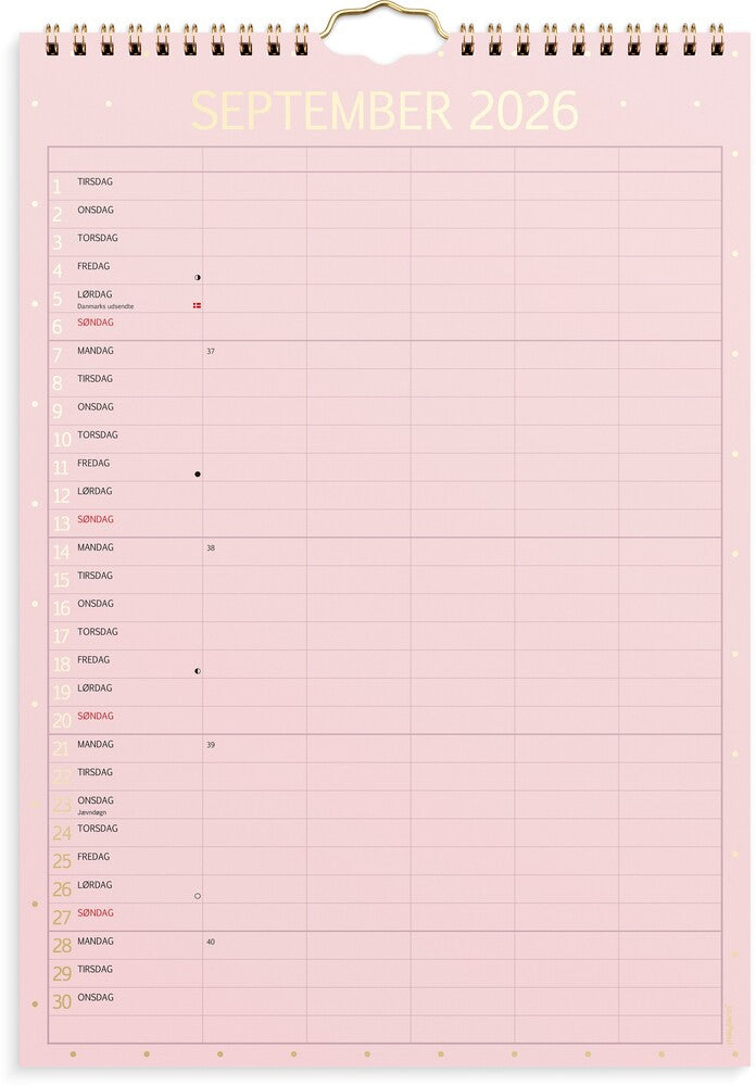 Vægkalender 2026 color 5 personer