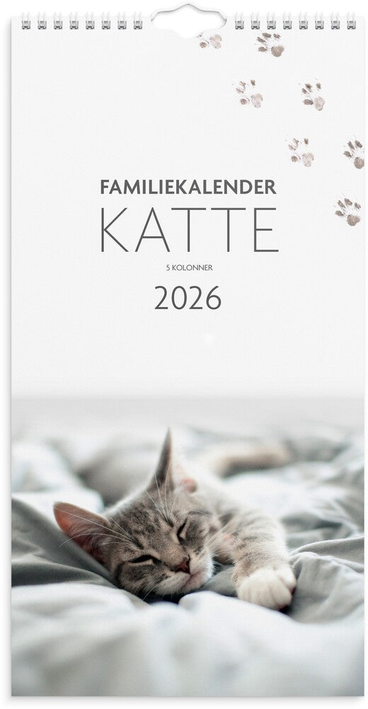 Vægkalender 2026 katte 5 personer