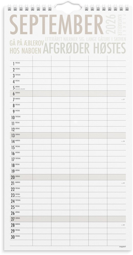 Familiekalender 2026 trendart 6 personer