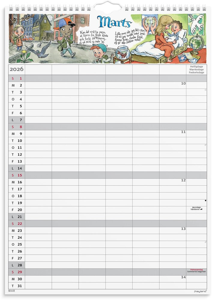 Familiekalender 2026 otto dickmeiss a3 6 kol