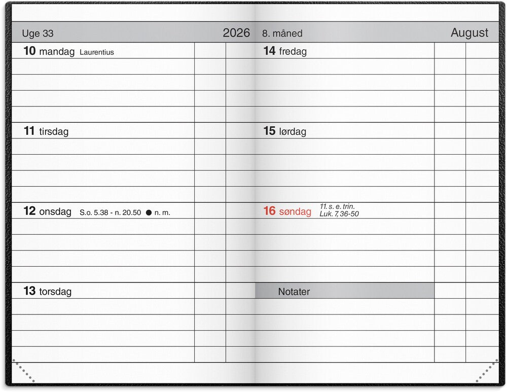 Lommekalender 2026 kunstskind sort