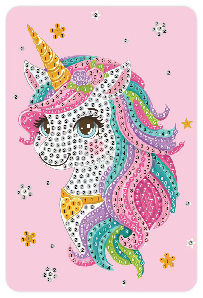 Diamond art unicorn m/stjerner 10 x 15 cm