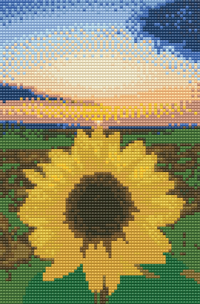 Diamond art solsikke m/solnedgang 20 x 30 cm