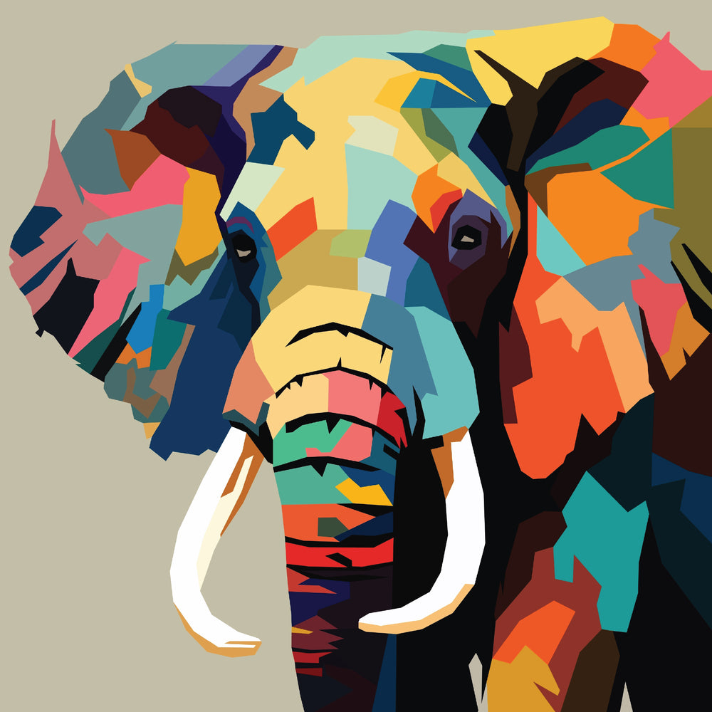 Diamond art MIX elefant farverig 40 x 40 cm
