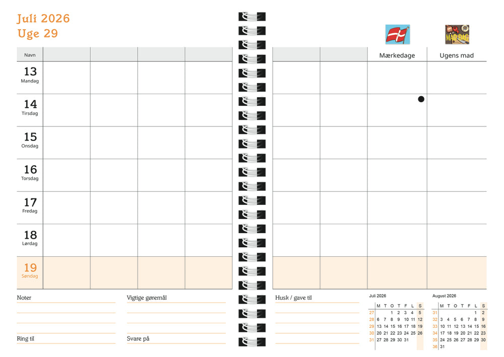 Familyplan Bordkalender 6 Pers 2026