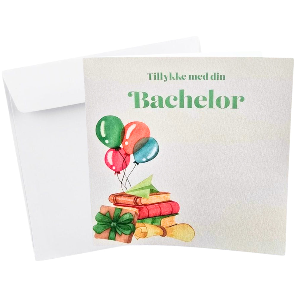 Kort Dobbelt m/konvolut Tillykke Med Din Bachelor