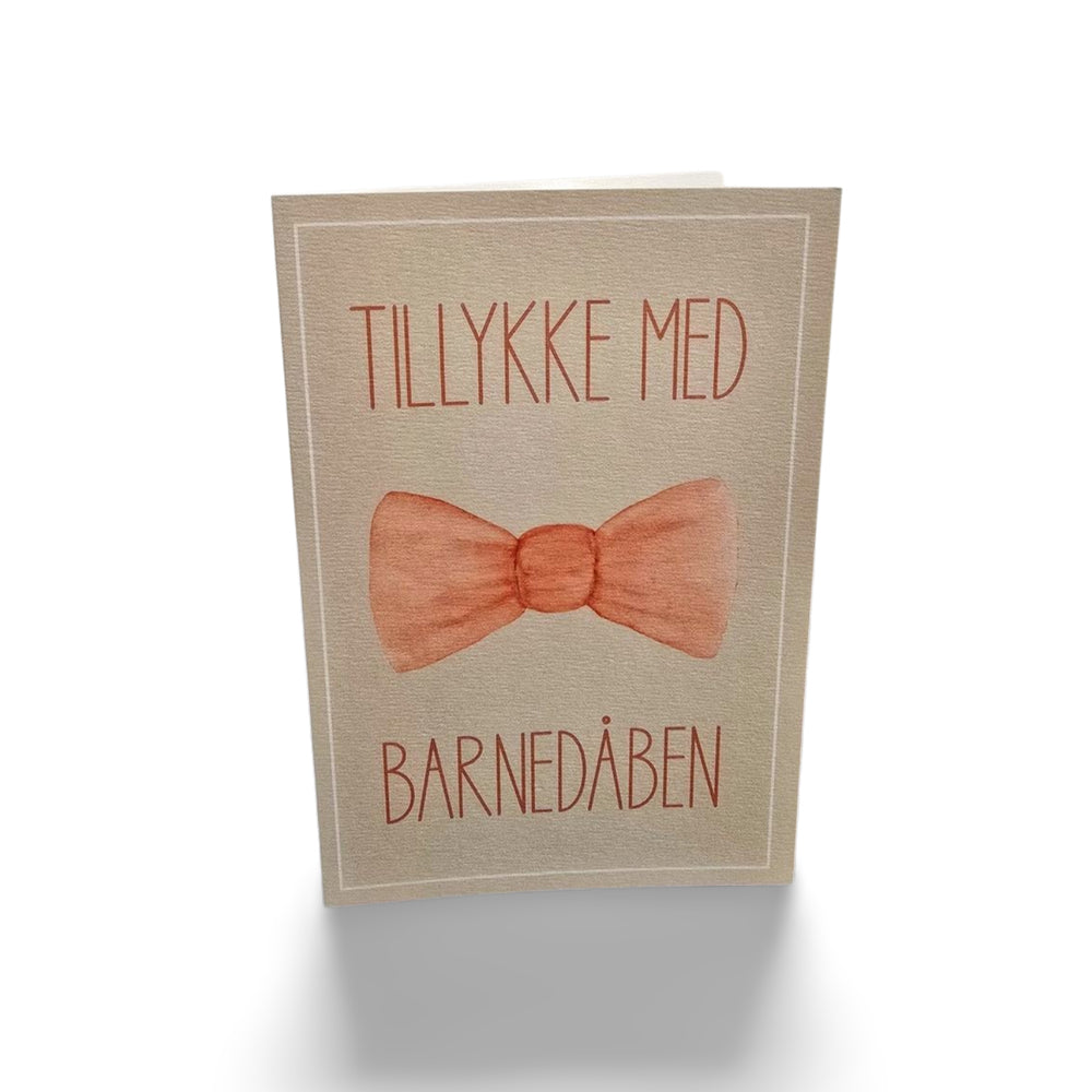 Kort Dobb. m/konvolut Tillykke Med Barnedåben Fersken Sløjfe