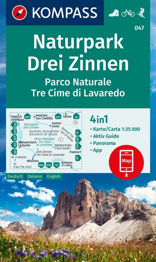 Naturpark Drei Zinnen, Kompass Wanderkarte 047