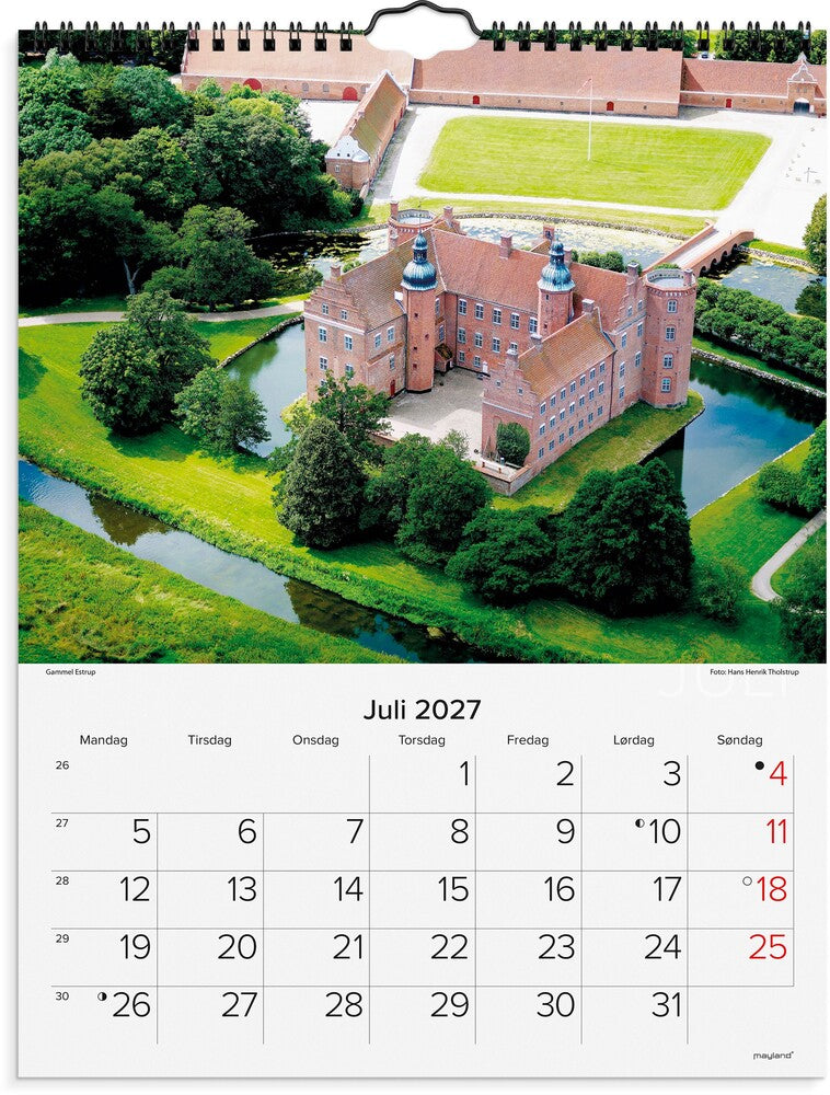Vægkalender 2027 Mayland 29,5 x 39 cm danske slotte