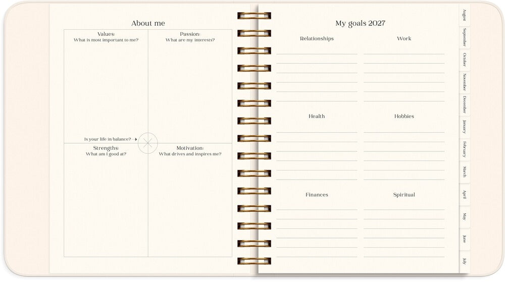 LIFE PLANNER 26/27 MAYLAND PASTEL FLOWERS UGE TVÆRFORMAT