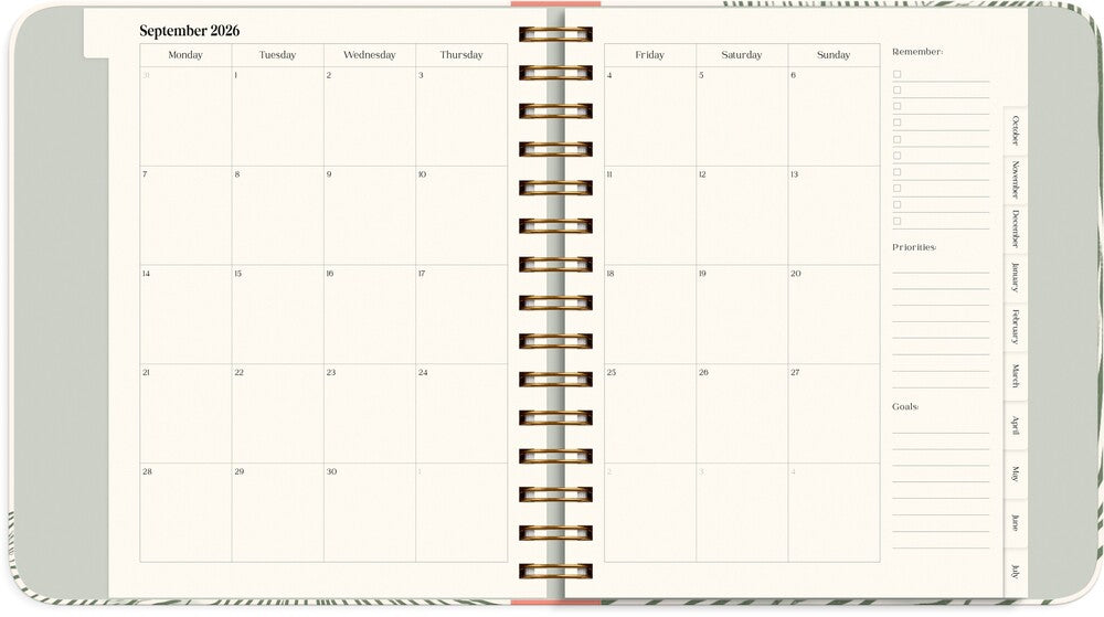 LIFE PLANNER 26/27 MAYLAND DECOR GREEN FLOW UGE TVÆRFORMAT