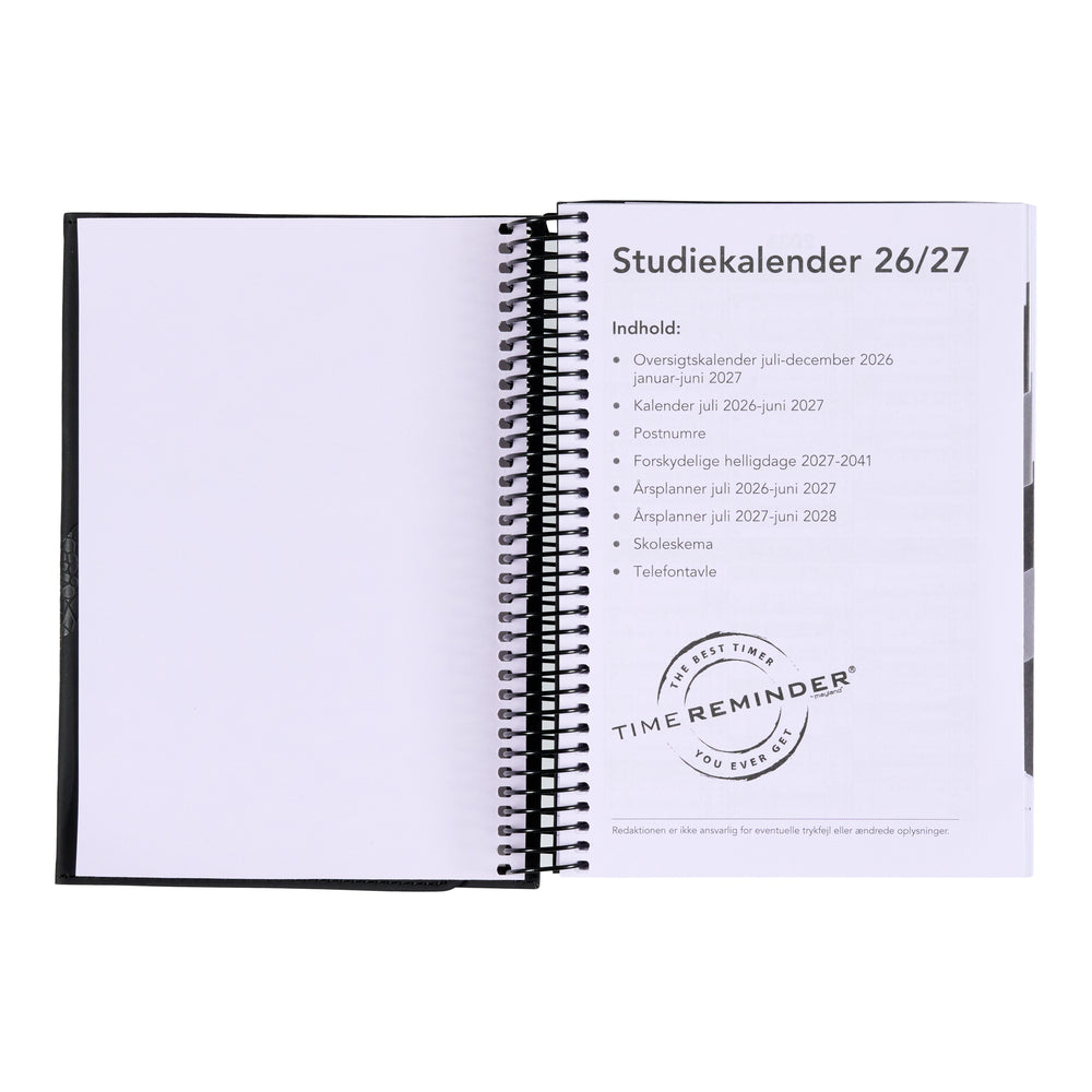 Studiekalender 2026/27 PU Stor Skildpadde præg Sort m/klap