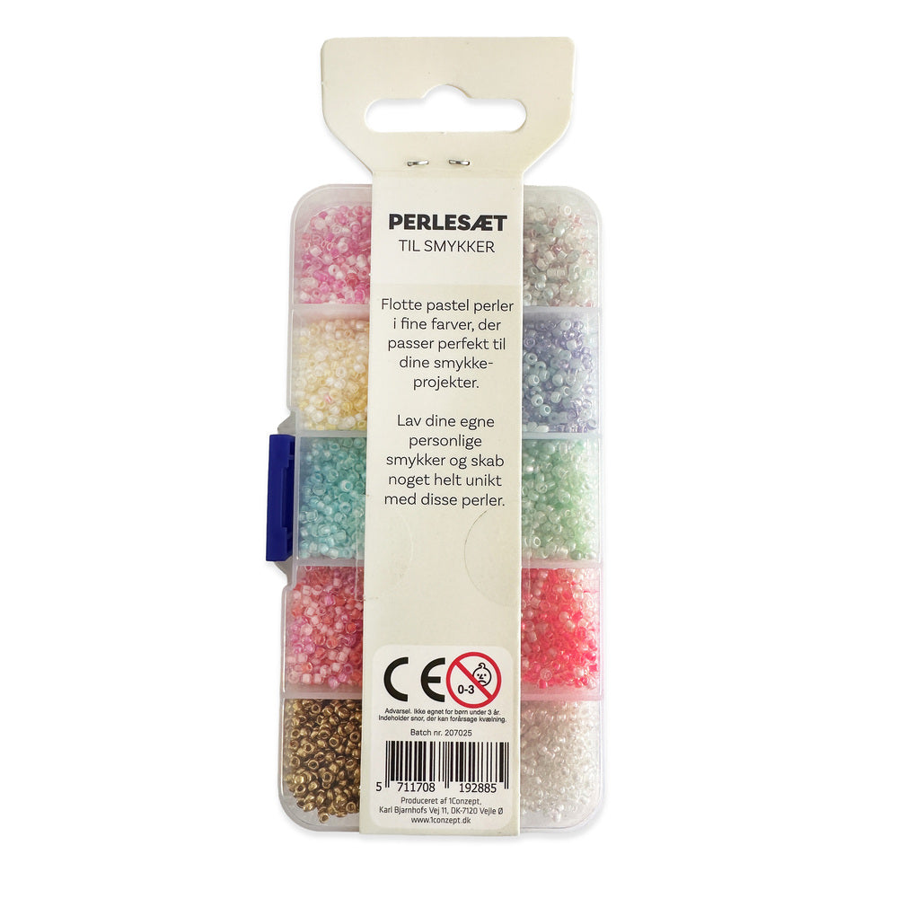 Perler æske pastel ass farver inkl. nål/tråd
