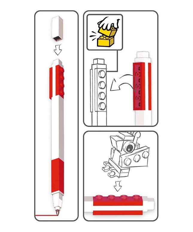 LEGO gelpen, 1 stk rød i box med minifigur