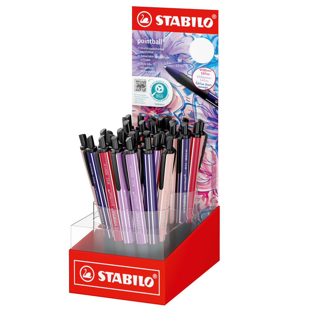 Kuglepen STABILO BALL POINT Wildflower display 38 stk. blå