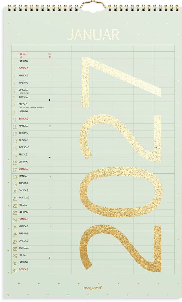 Vægkalender 2027 color 6 personer Mayland 25 x 42 cm