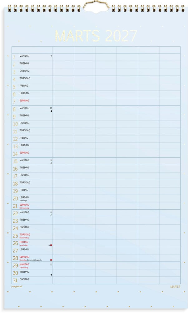 Vægkalender 2027 color 6 personer Mayland 25 x 42 cm