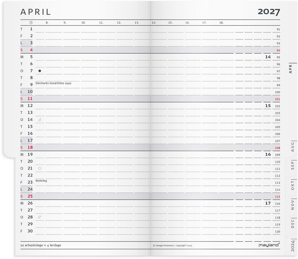 Index planner mini 2027 pp mørk grå Mayland 8 x 13 cm
