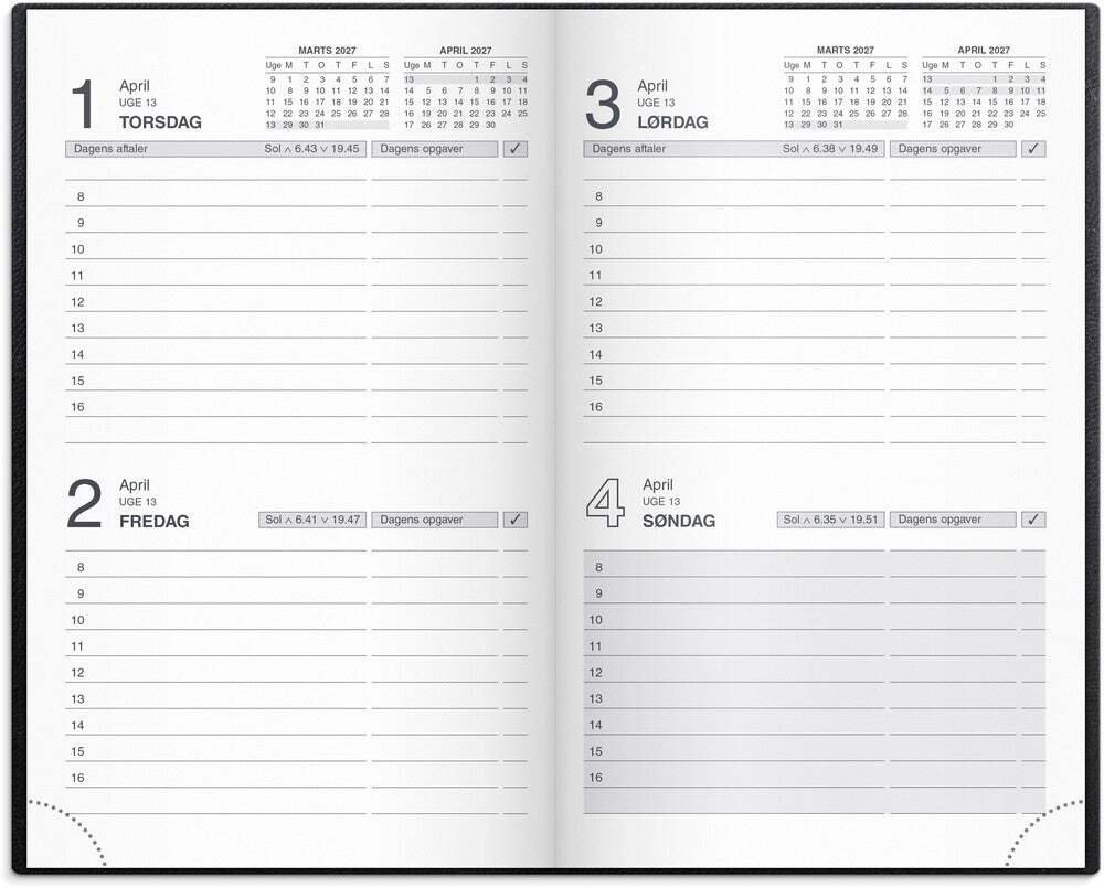 Noteringskalender 2027 2 dage kunstskind sort Mayland