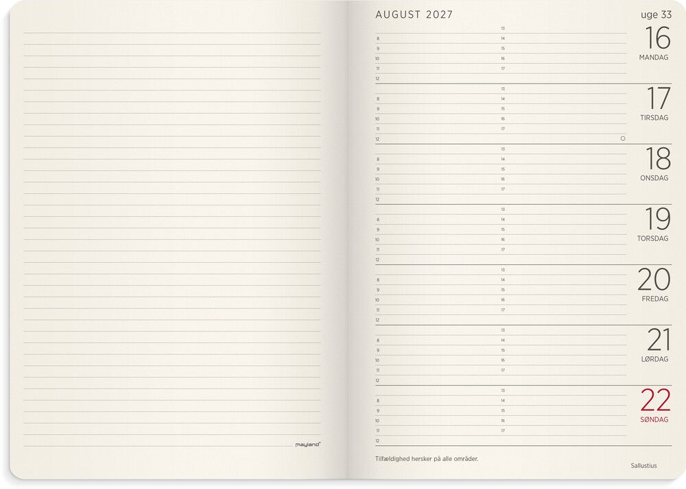 Ugekalender 2027 forma deluxe A5 grøn Mayland tvær 14,8x21cm