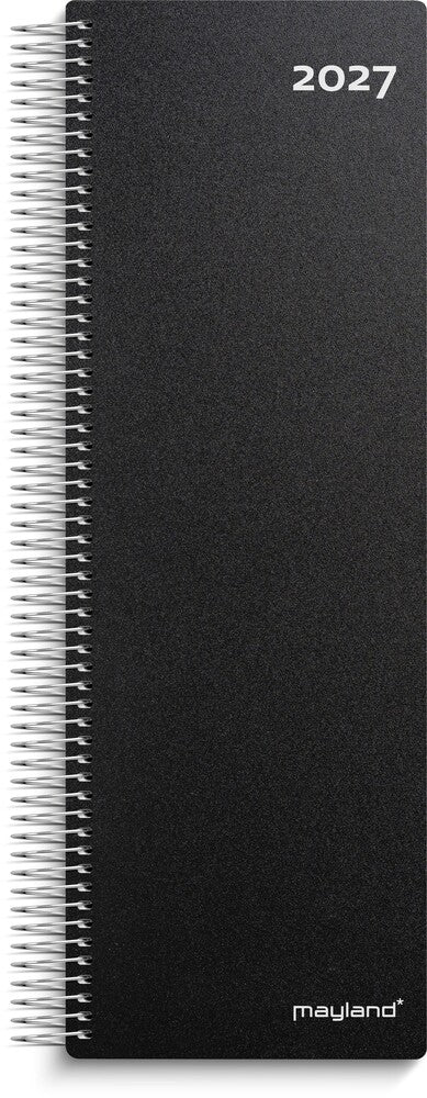 Spiralnoteringskalender 2027 dag pp sort Mayland 10 x 32 cm