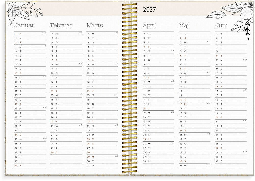 Life planner 2027 bloom uge A5 Mayland