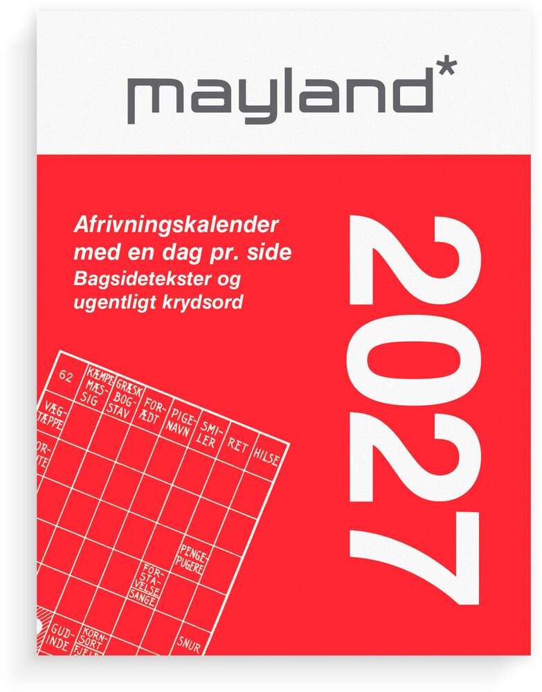 Broderikalender 2027 m/split og bagsidetekst Mayland 5x6 cm