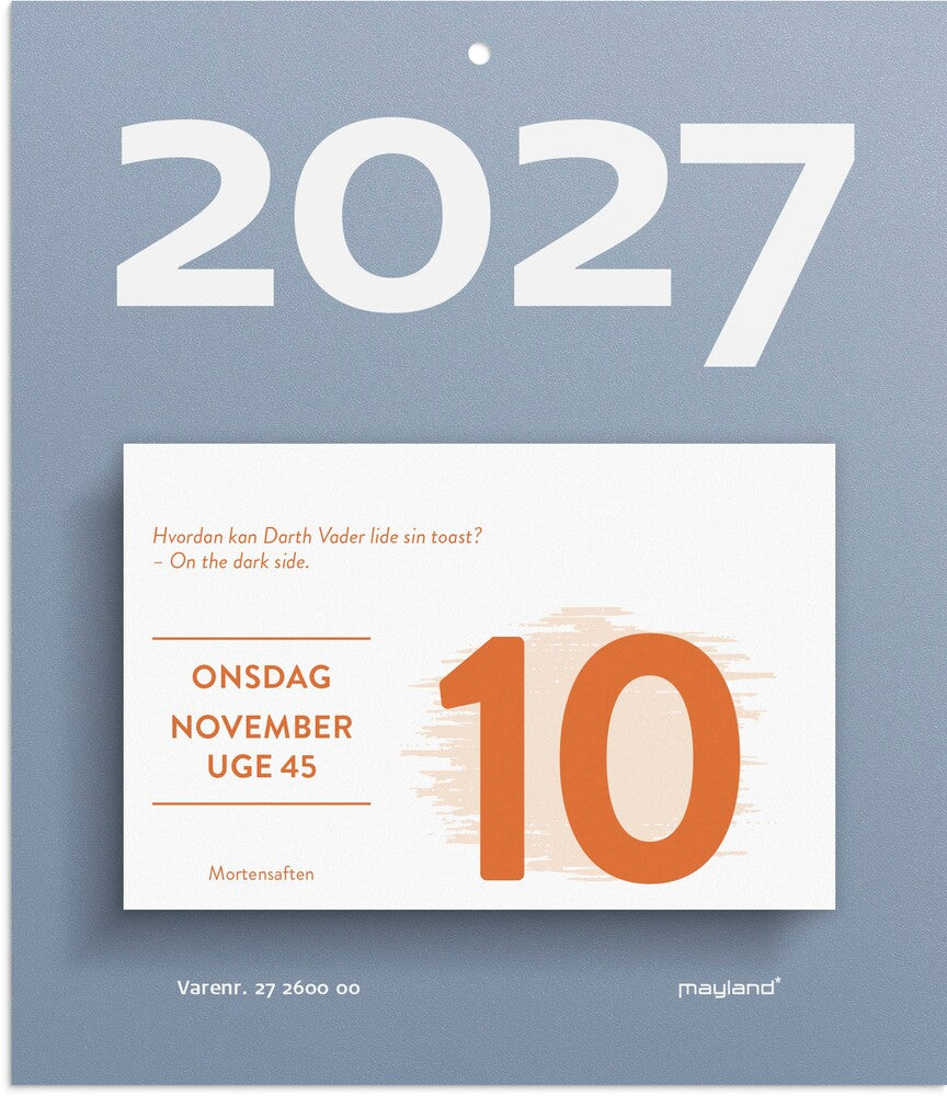 Afrivningskalender 2027 humør Mayland 10 x 7 cm blokformat
