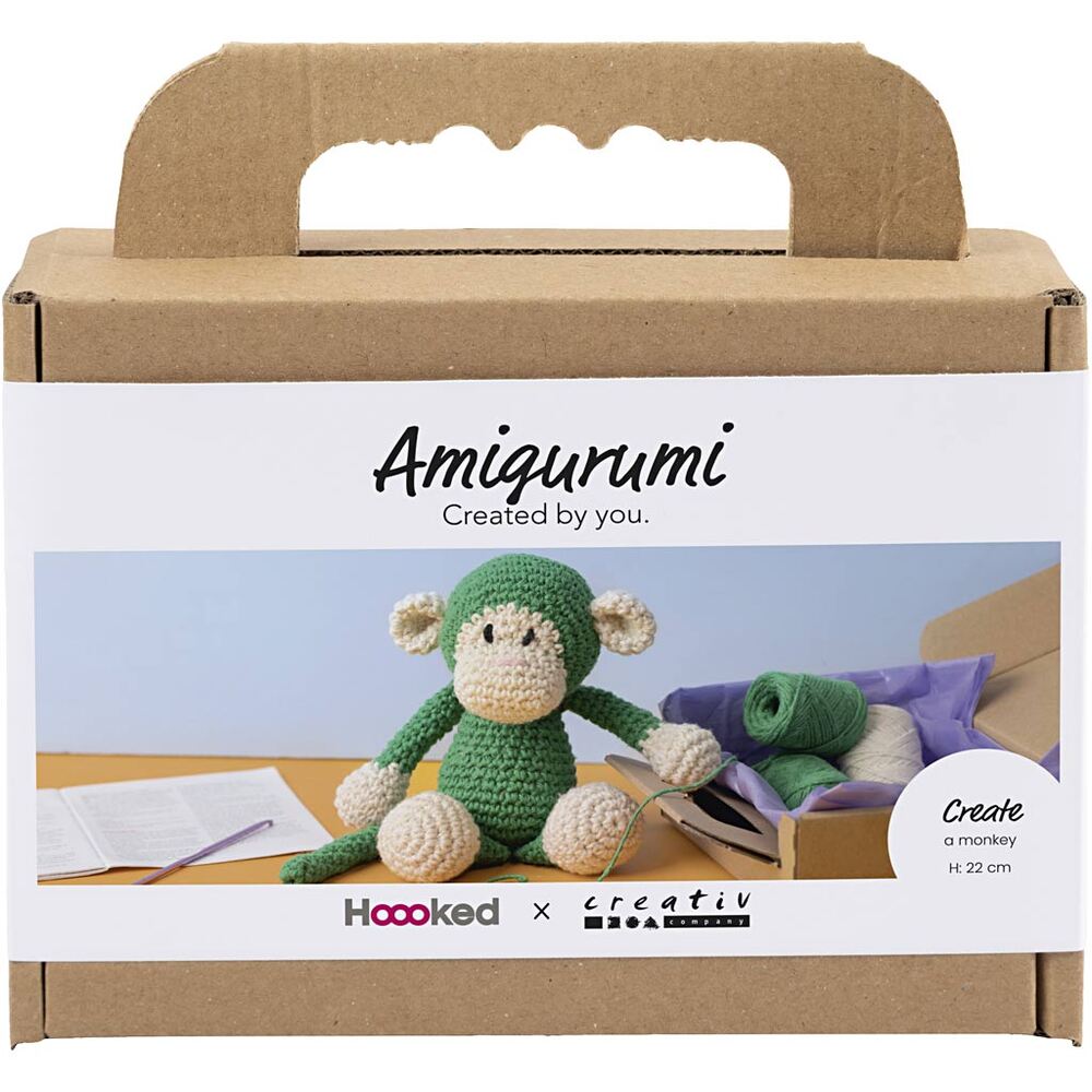 hækle japanske DIY Kit Amigurumi Abe grøn/off white