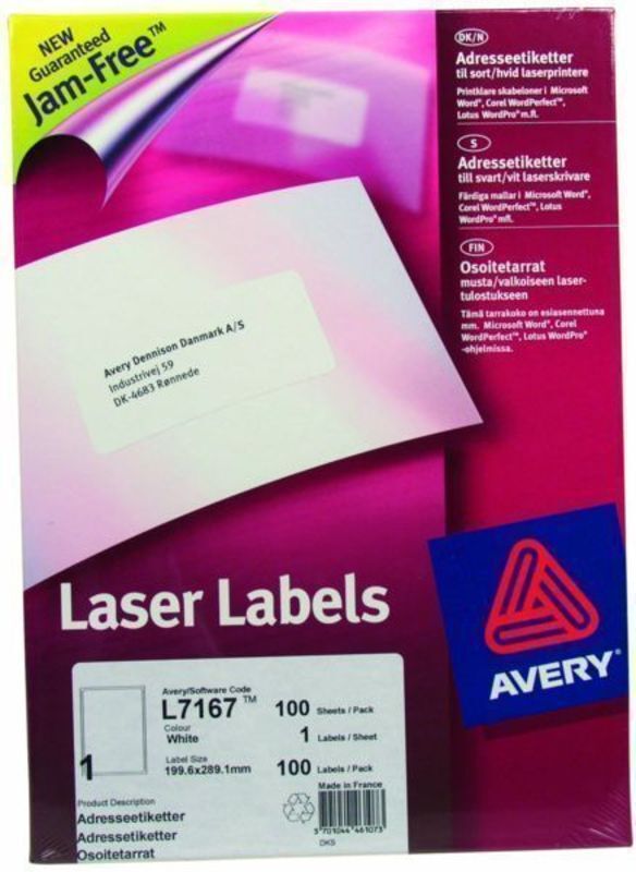 Etiket laser Avery l7167 199,6x289,1mm