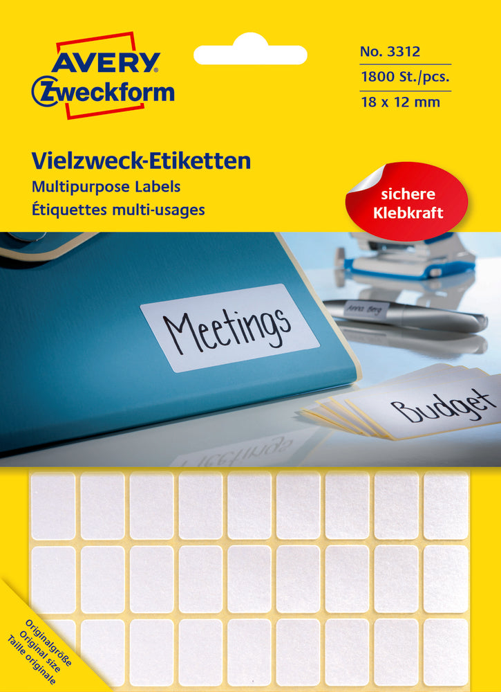 Etiketter Avery 12 x 18 /1800 stk