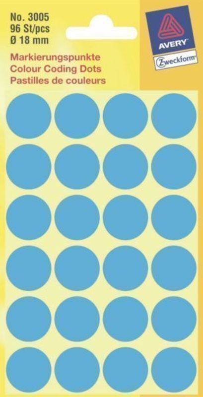 Etiketter Avery ø18 blå /96 stk