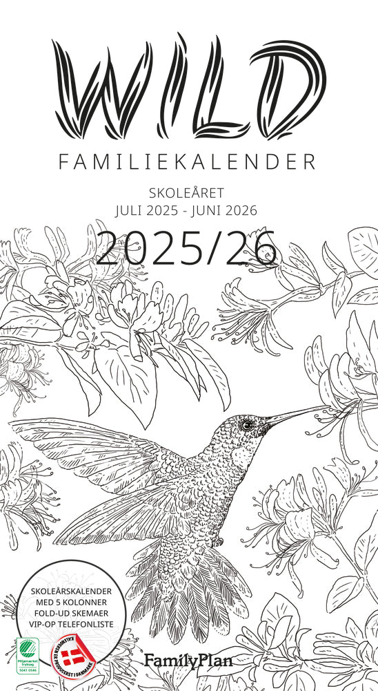FamilyPlan Skoleåret 25/26 Wild SORT/HVID M/5 KOLONNER