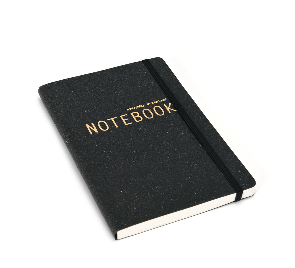 NOTESBOG DOTTED A5 SORT LÆDER