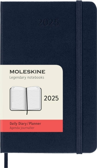 Moleskine 2025 12-Month Daily Pocket Hardcover Notebook Sapphire Blue