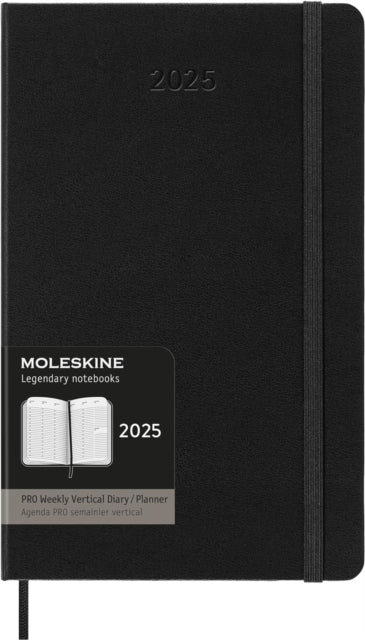 Moleskine 2025 Pro 12-Month Weekly Vertical Large Hardcover Notebook Black